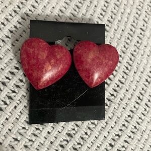 Elegant Heart-Shaped Red Earrings